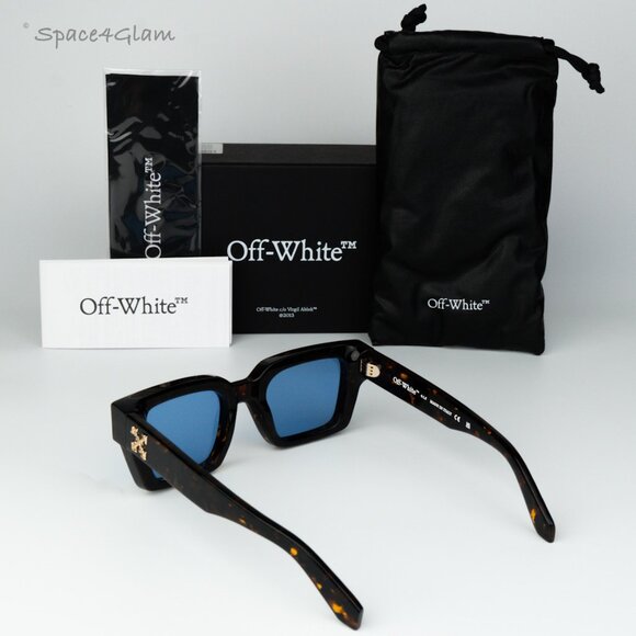 Off-White Women Sunglasses Havana Blue Square OERI008 VIRGIL 6045 NEW AUTHENTIC main image 5